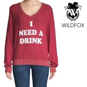 WILDFOX‎ “I need a drink” red sweatshirt